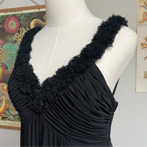 Oleg Cassini Black Ruffle Cocktail Dress Sweetheart Neckline size 8 medium - Picture 6 of 8
